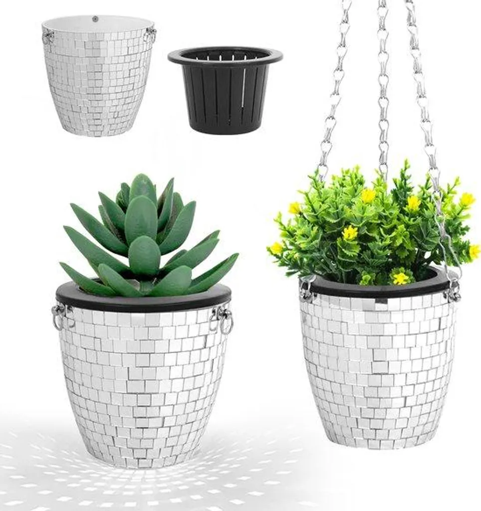 Sublimez vos plantes d'intérieur : pot boule miroir argentée de 10 cm