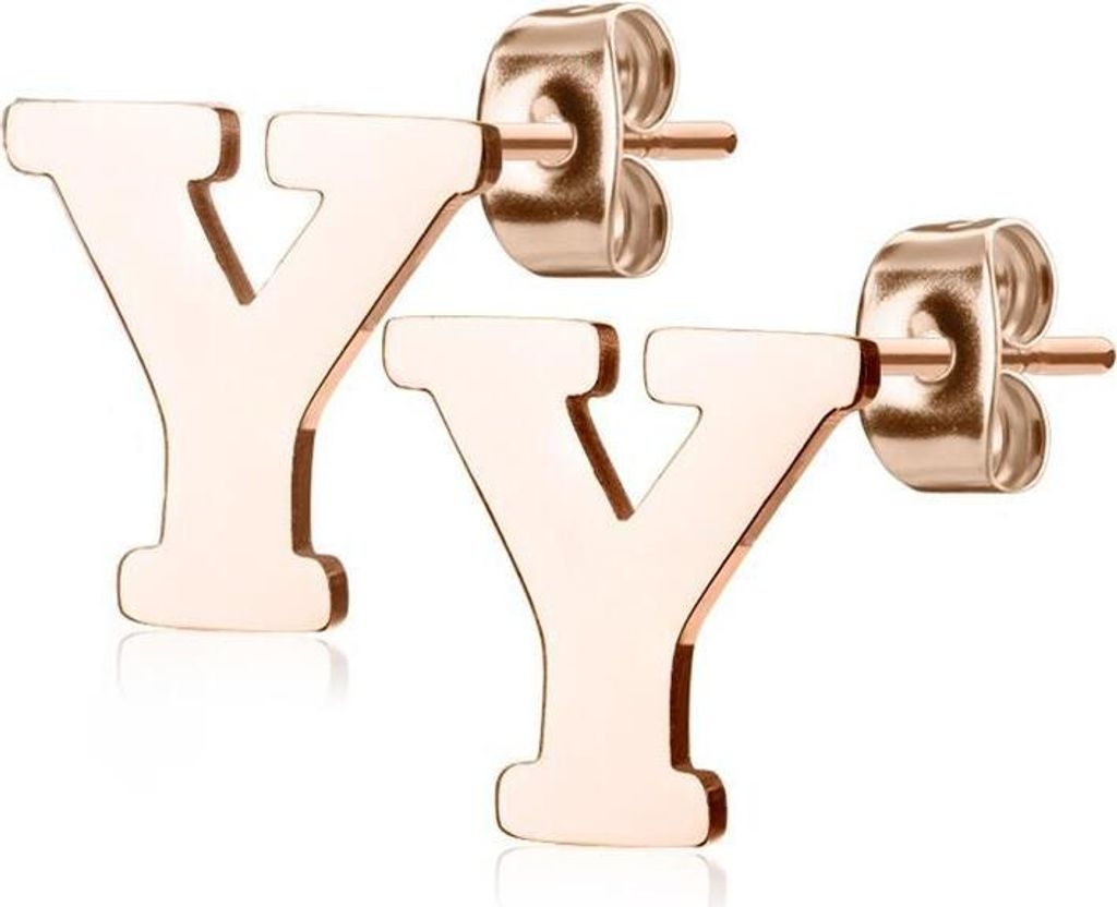 Y Ohrstecker Buchstaben Rosegold aus Edelstahl Damen
