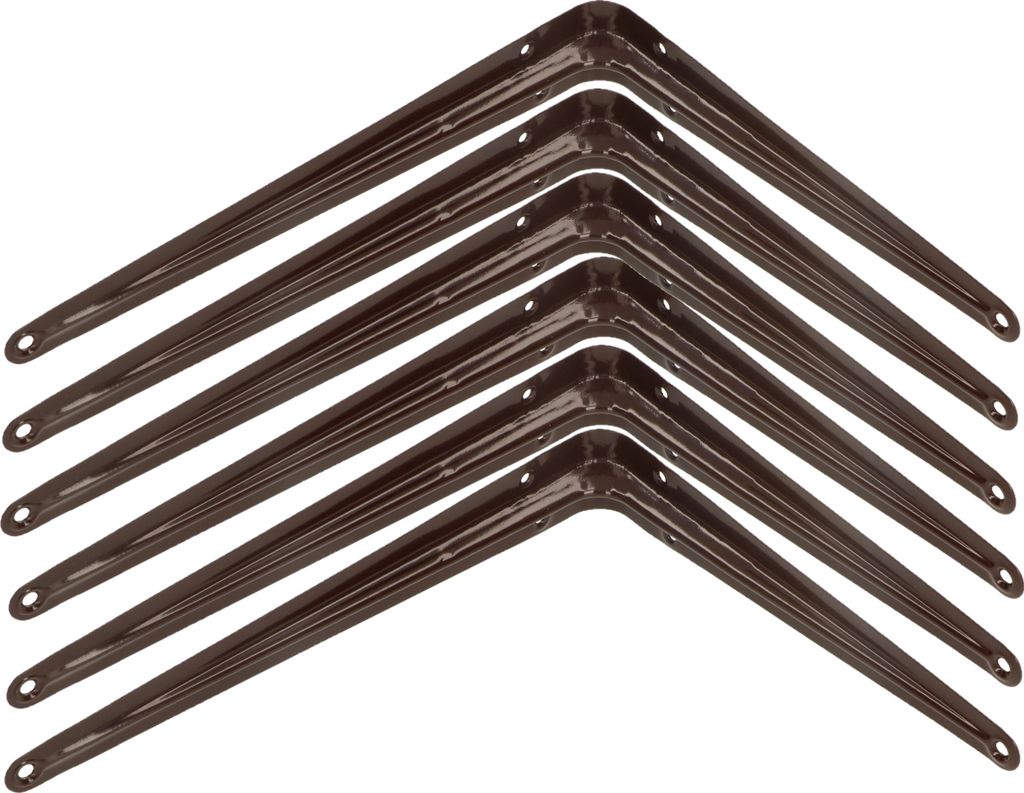KOTARBAU 6er Set Regalwinkel 300x250 mm Regalträger Regalhalter für Wandmontage Braun