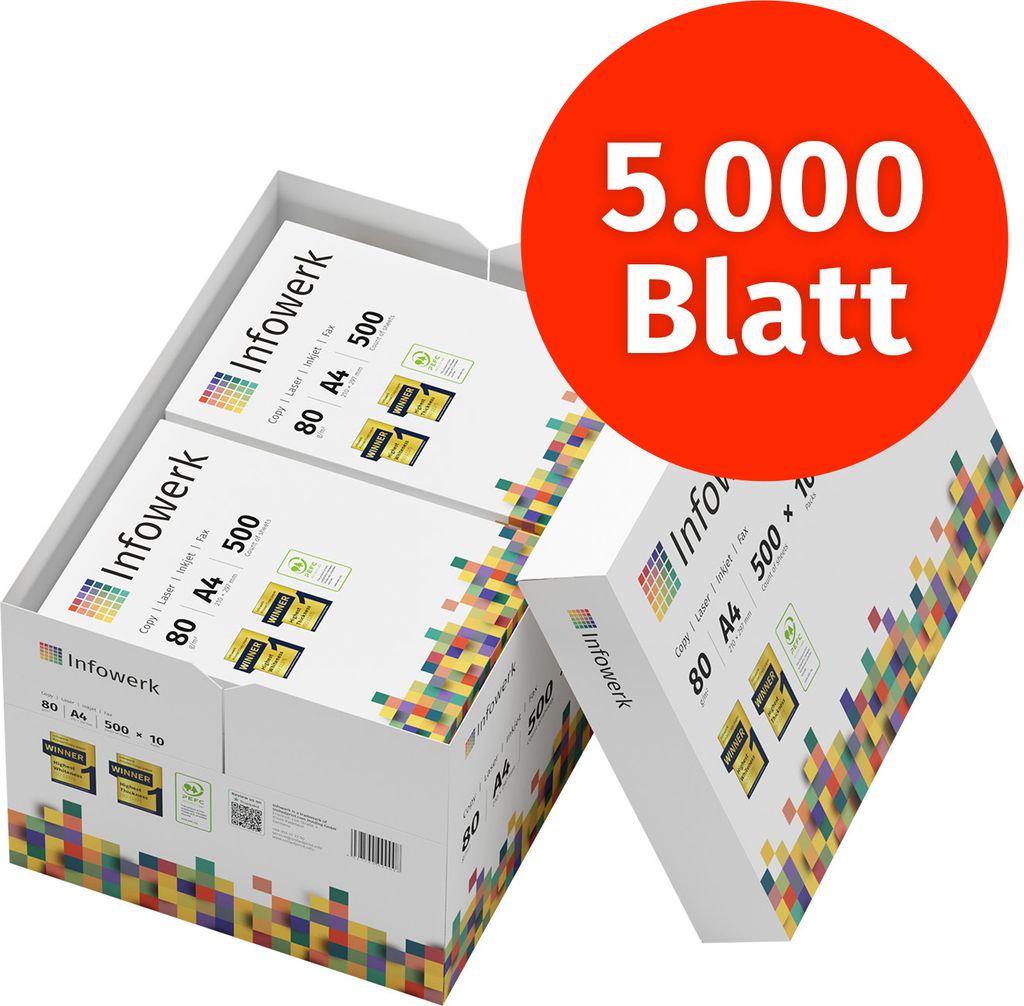 Papír do tiskárny Infowerk kopírovací papír 5000 listů 10 x Obrázek produktu 4