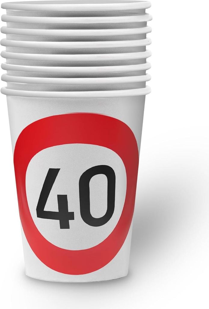 Becher Happy Birthday 40 – 8er-Pack, 250 ml, elegante Deko für 40. Geburtstag