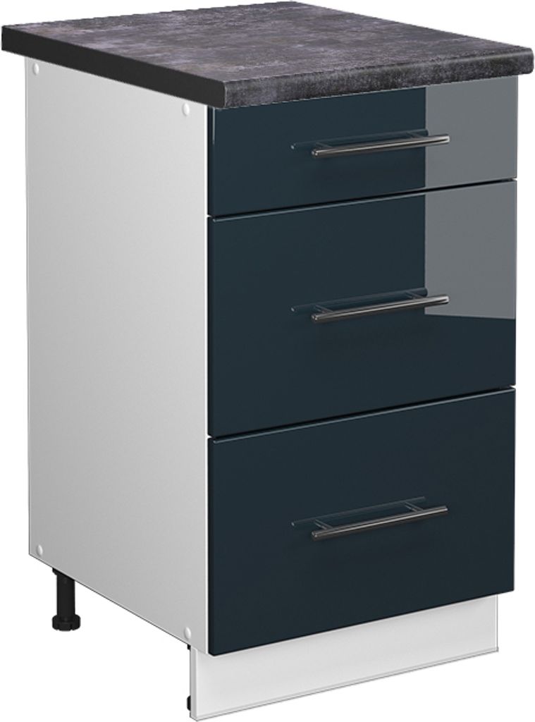 Küchenunterschrank Vicco Fame-Line Dunkelblau Hochglanz 50 cm , AP Anthrazit, Model 49711