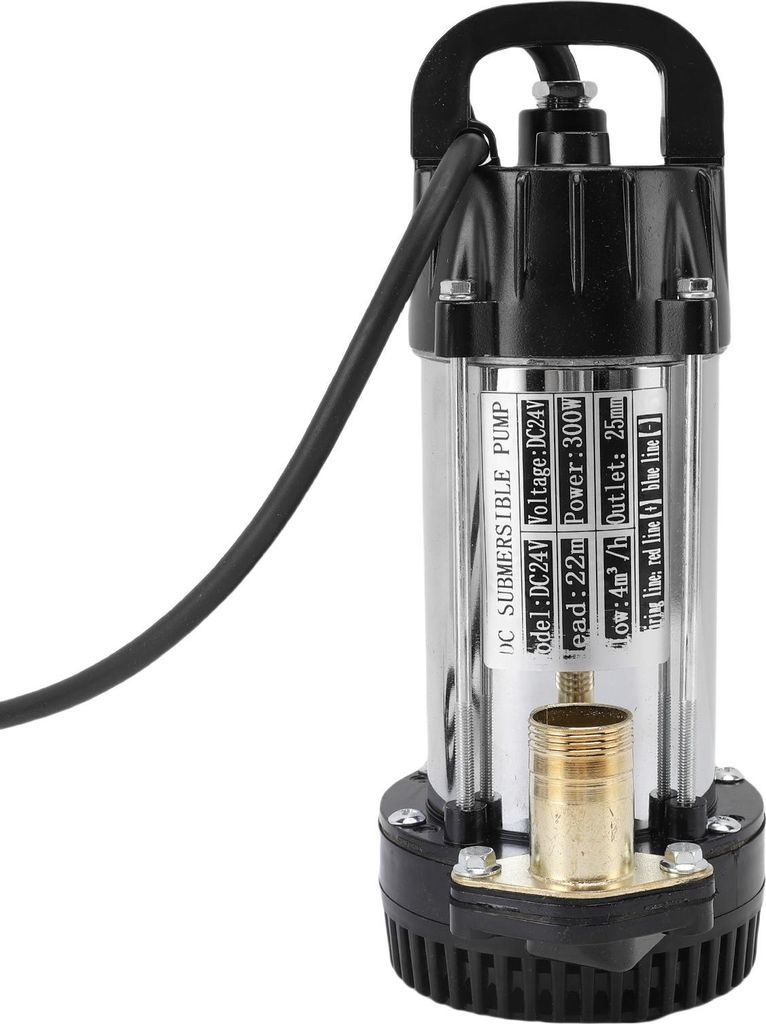 Tauchpumpe 300W 22m High Lift Bürstenloser Kupfermotor Tauchwasserpumpe mit 7m Kabel für Bauernhof Teich Obstgarten 24V