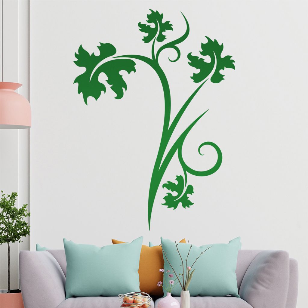 Blätter - Linien Wandtattoo in 6 Größen - Wandaufkleber Wall Sticker - Dekoration, Küche, Wohnzimmer, Schlafzimmer, Badezimmer
