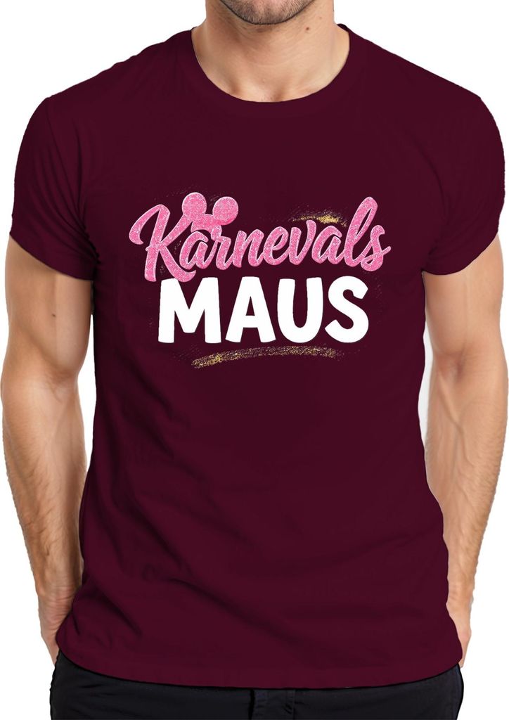 Karnevals Maus Fasching Rosa Glitzer Mäuschen Fasching Köln Party Herren T-Shirt, Burgundy, L