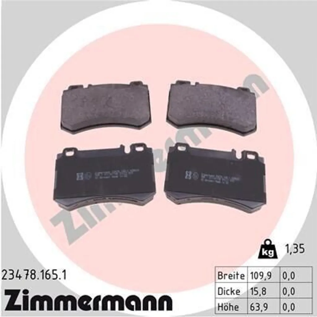 Plaquettes de frein Zimmermann à haute endurance pour Mercedes SL R230