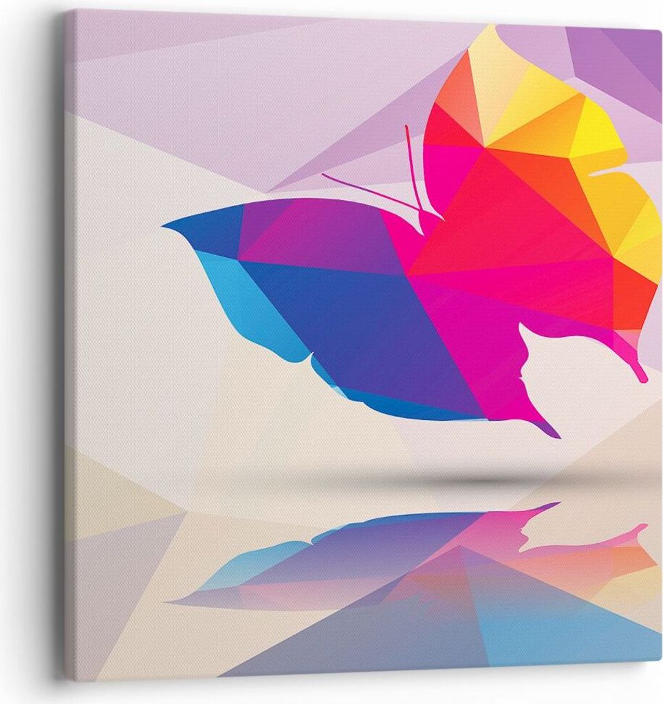 Bild auf Leinwand - Leinwandbild - Schmetterling Illustration Grafik - 40x40cm - Wand Bild - Wanddeko - Leinwanddruck - Bilder - Kunstdruck - Leinw...