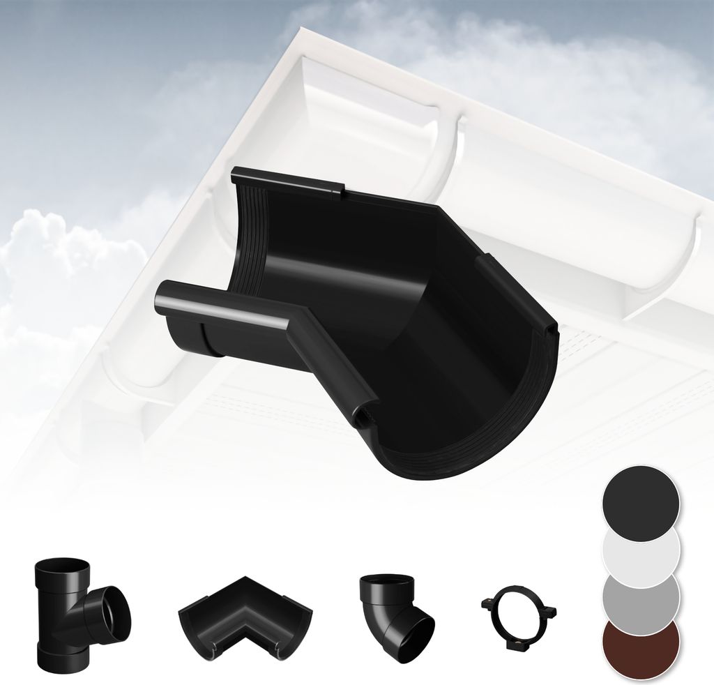 RAINWAY S Regenrinnen System (Rinnenwinkel Innen 135° anthrazit) - PVC-U Kunststoff in 4 Farben, für Dachflächen < 100m² empfohlen, Eckstück 1...