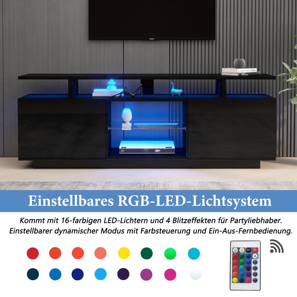 MODFU TV-Schrank 140cm mit LED-Beleuchtung für Produktbild 2