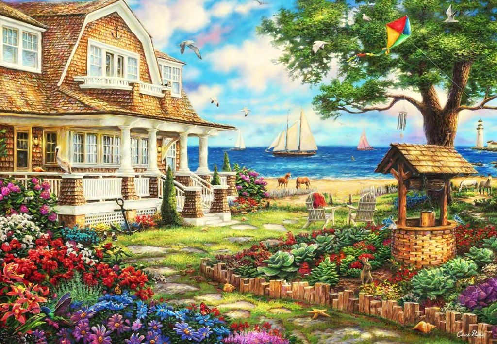 Grafika Puzzle Sea Garden Cottage - 1000 Teile Erwachsenenpuzzle
