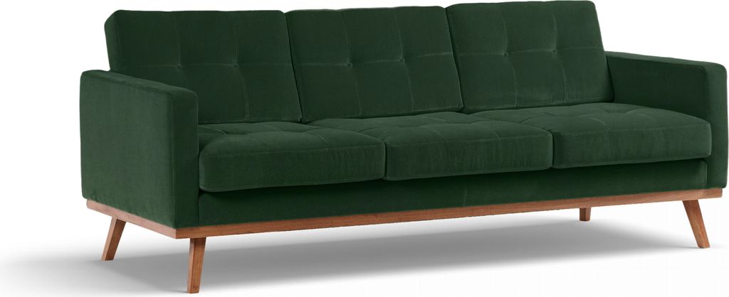 Fern Dreisitzer Sofa mit Schlaffunktion 230cm, Modernes Sofa auf Holzbeinen, Ausziehbare Couch, Skandinavischer Stil