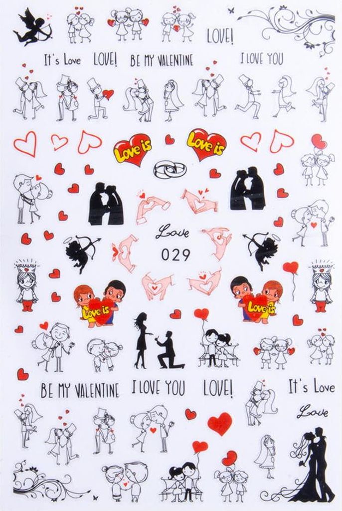 Dünne, selbstklebende Valentinstag-Nagelsticker Nr. 029