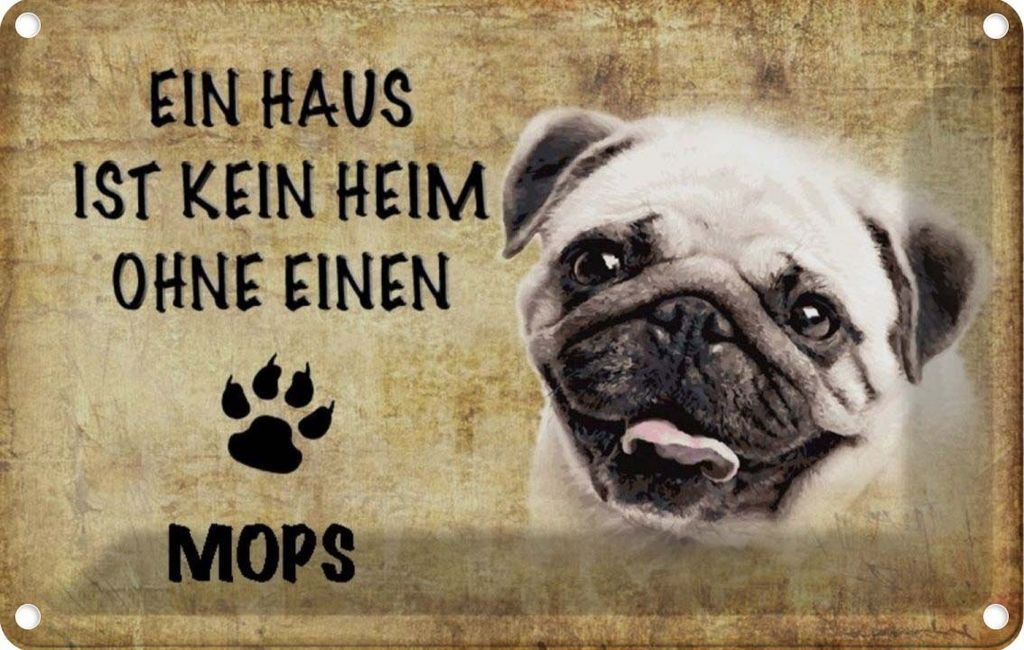 vianmo Blechschild 20x30 cm Mops Hund Tier Haustier