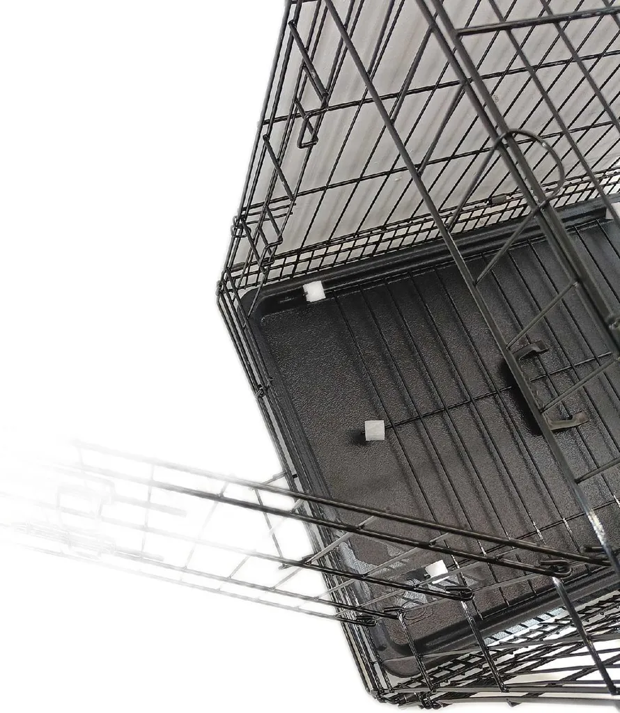 gabbia da trasporto per animali lionto, gabbia pieghevole in metallo con parete divisoria, base in plastica e chiusura di sicurezza, 76x49x56 cm - 11