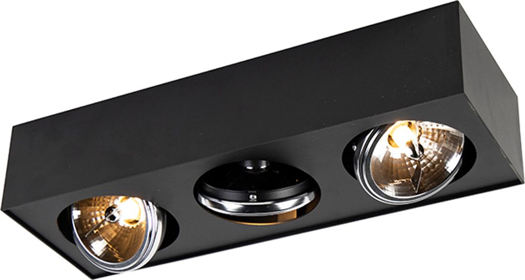 QAZQA - Modern Design-Spot I Spotlight I Deckenspot I Deckenstrahler I Strahler I Lampe I Leuchte schwarz quadratisch 3-flammig Spotbalken-flammig ...