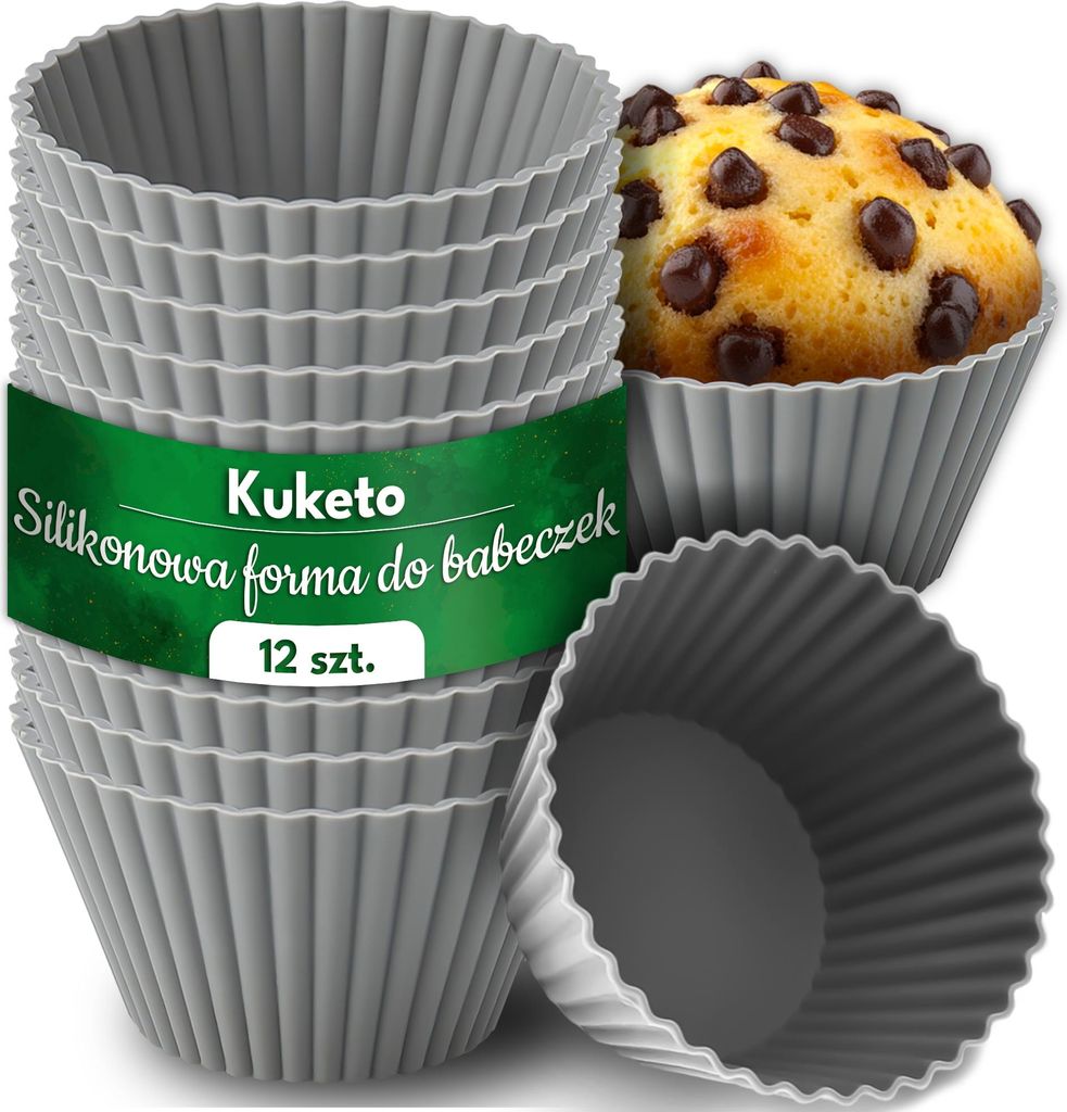 Kuketo | Silikon Muffinförmchen 12 Stück – Wiederverwendbare Cupcake Förmchen Für Muffins & Desserts – Flexibel, Antihaftend, BPA-Frei