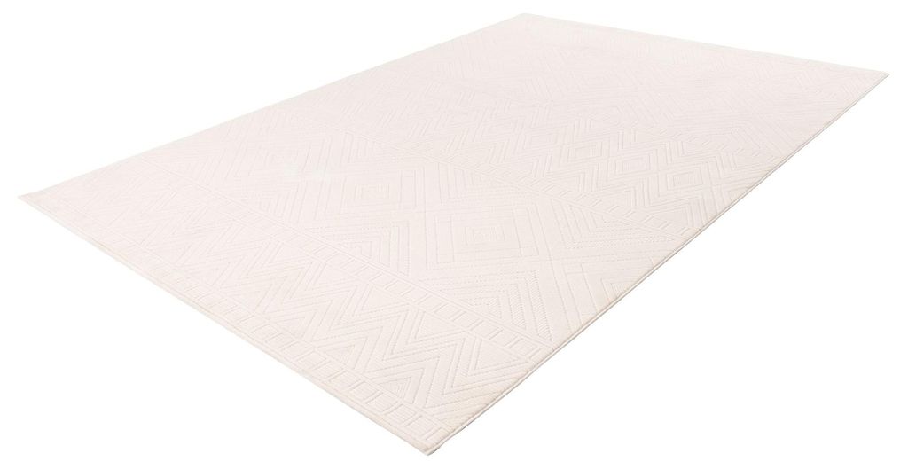 Batucci Napoli Japandi Stil Vloerkleed 120x170 cm Creme Weiß 3D Bohemian Design Niedrigflor Teppich