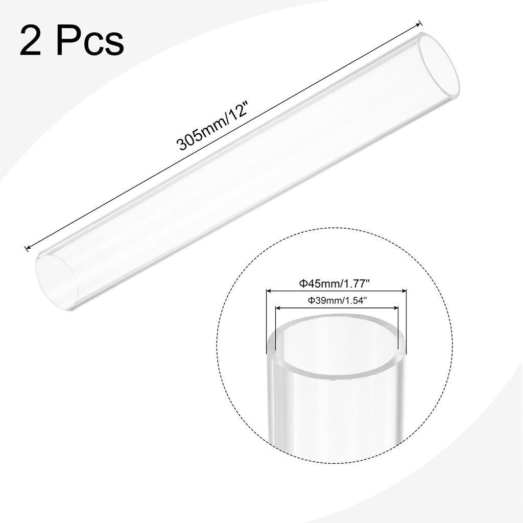 2 Stš¹ck PVC Transparent Rohr, Innendurchmesser 39mm Durchmesser 45mm L?NGE 350mm Acryl Kunststoffrohr fš¹r Lampenbau, Stehlampen, M?bel