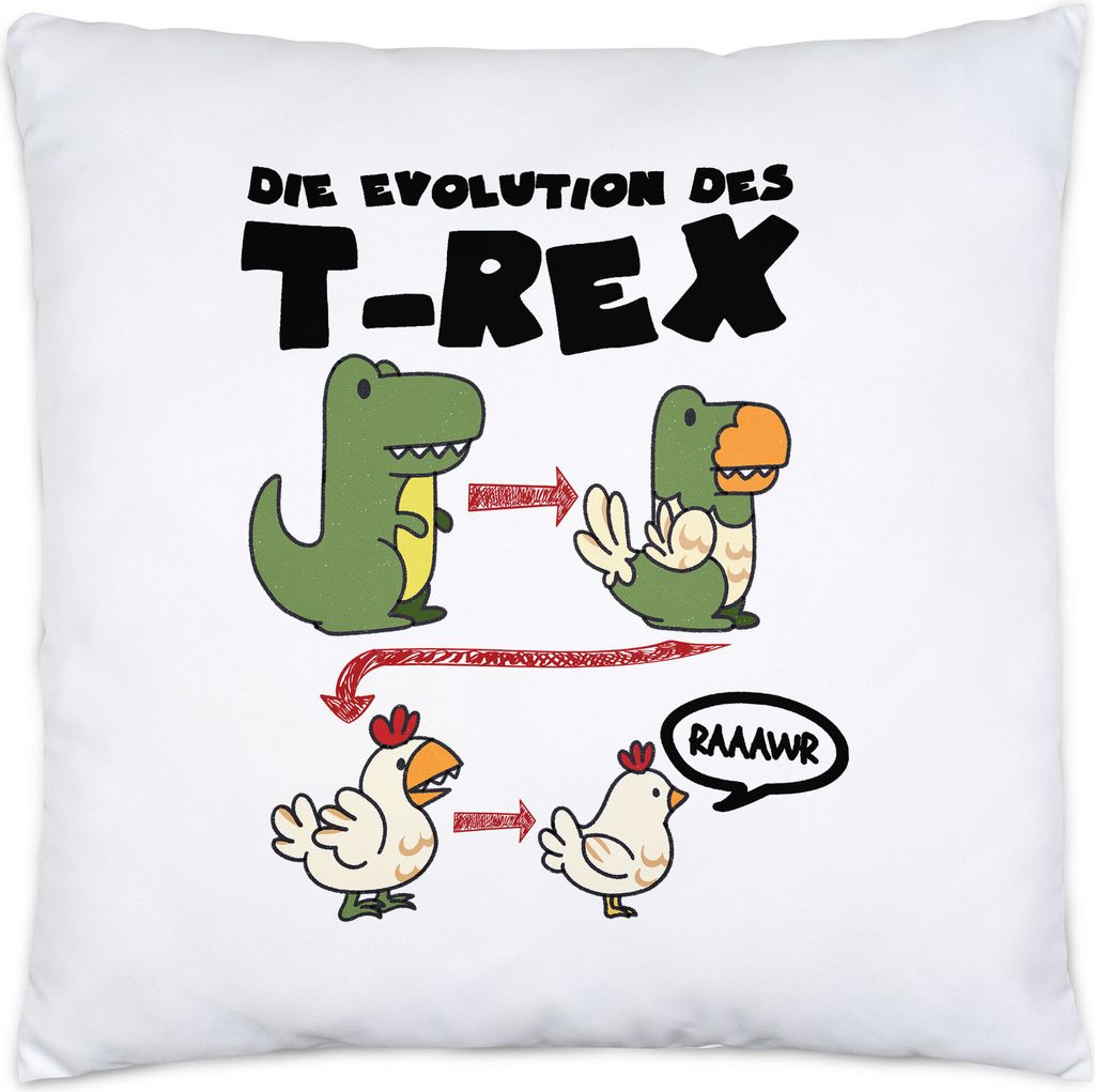 Die Evolution Des T-Rex Kissen Inkl. Füllung Vom T-Rex Zum Huhn Dinosaurier Geschenkidee Lustig