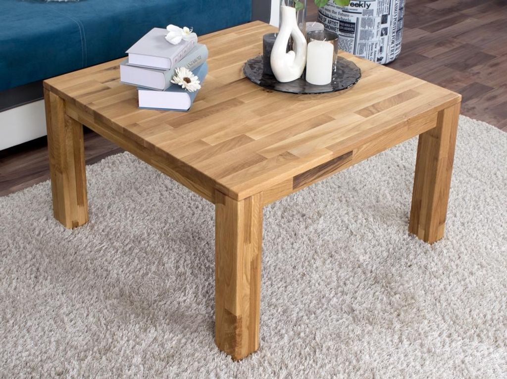 Beistelltisch Couchtisch Eiche Massivholz Farbe: Natur 45x80x80 cm
