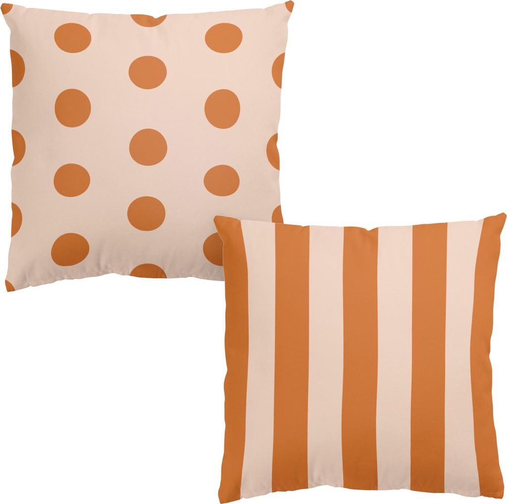 Dekokissen 2-teilig Muster drinnen / Indoor Zierkissen Samt waschbar Punkte orange Sofakissen ohne Füllung