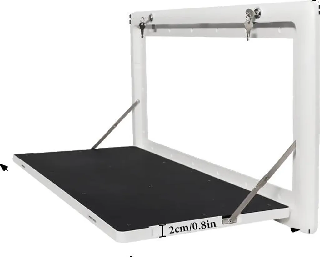Table murale gain de place pliable et sécurisée, Coloris Blanc Grand