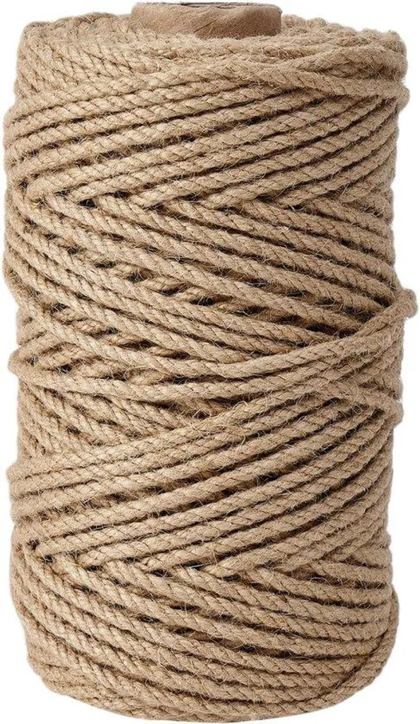 Corde en jute 3 mm 200 mètres - Bobine de ficelle de jute faite à la main