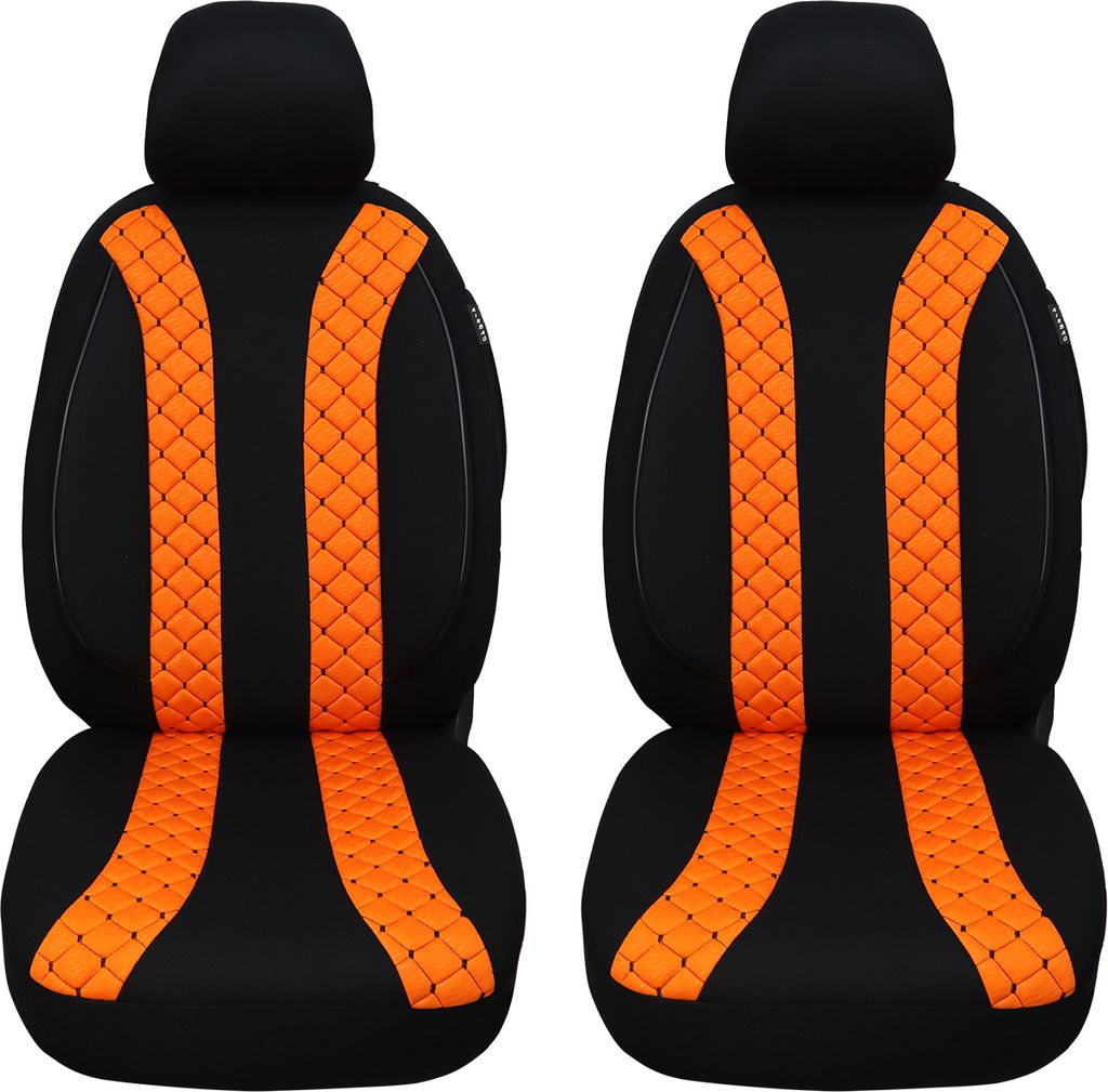 Schonbezüge Sitzbezüge für VW T6 T6.1 Multivan Bj 2015-21 in Schwarz/Orange N305