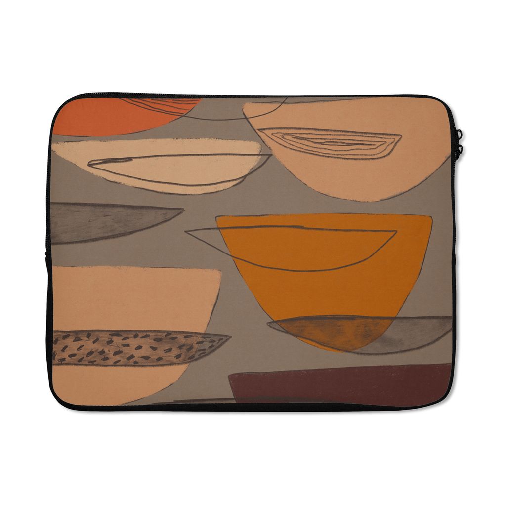 MuchoWow Laptop Hülle 17 Zoll Laptoptasche Abstrakt - Vintage - Formen - Pastell - Zipper - Schutzabdeckung