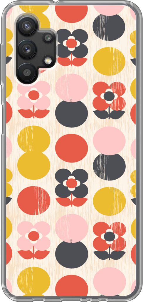 MuchoWow Handyhülle Schutzhülle Hülle für Telefoonhoesje Samsung Galaxy A32 5G Retro - Design - Blumen - Pastell Silikon Softcase Handy Hüll...