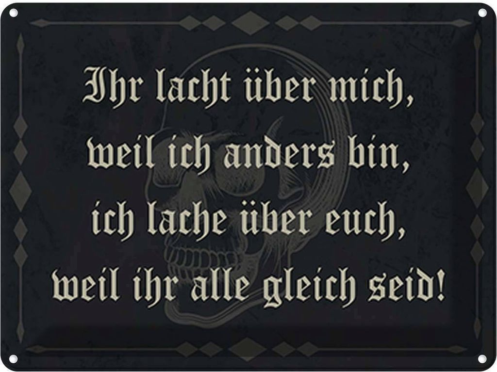 vianmo Blechschild 30x40 cm ihr lacht weil ich anders bin Dekoration Spruch Zitat