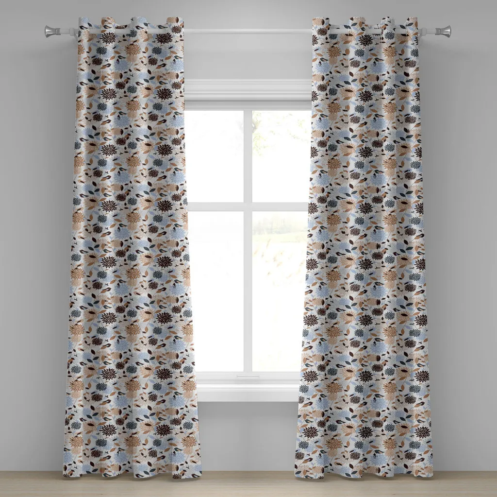 Tenda Floreale ABAKUHAUS Ortensie in Fiore Marrone e Blu 280x245