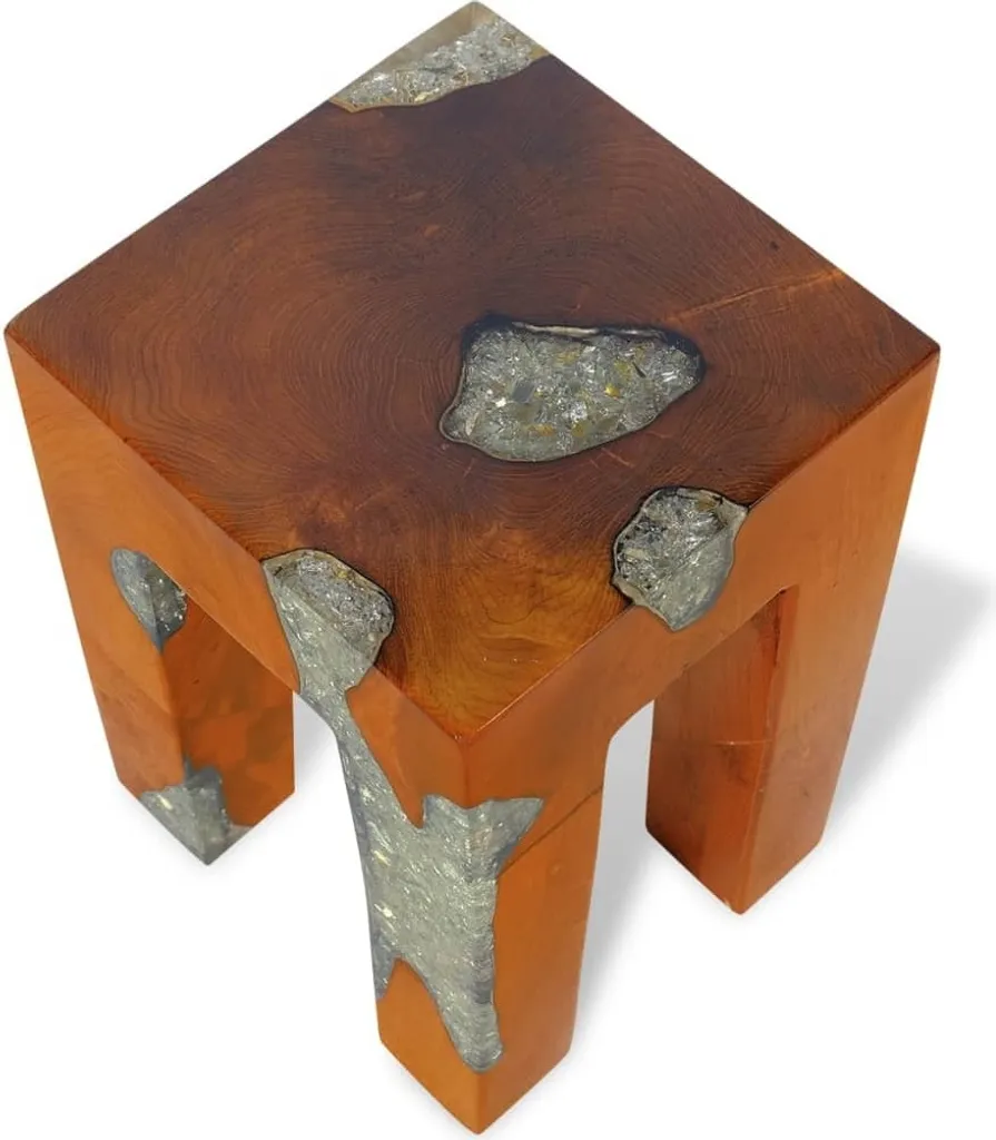 Tabouret d'appoint en teck pour décoration intérieure et petit salon