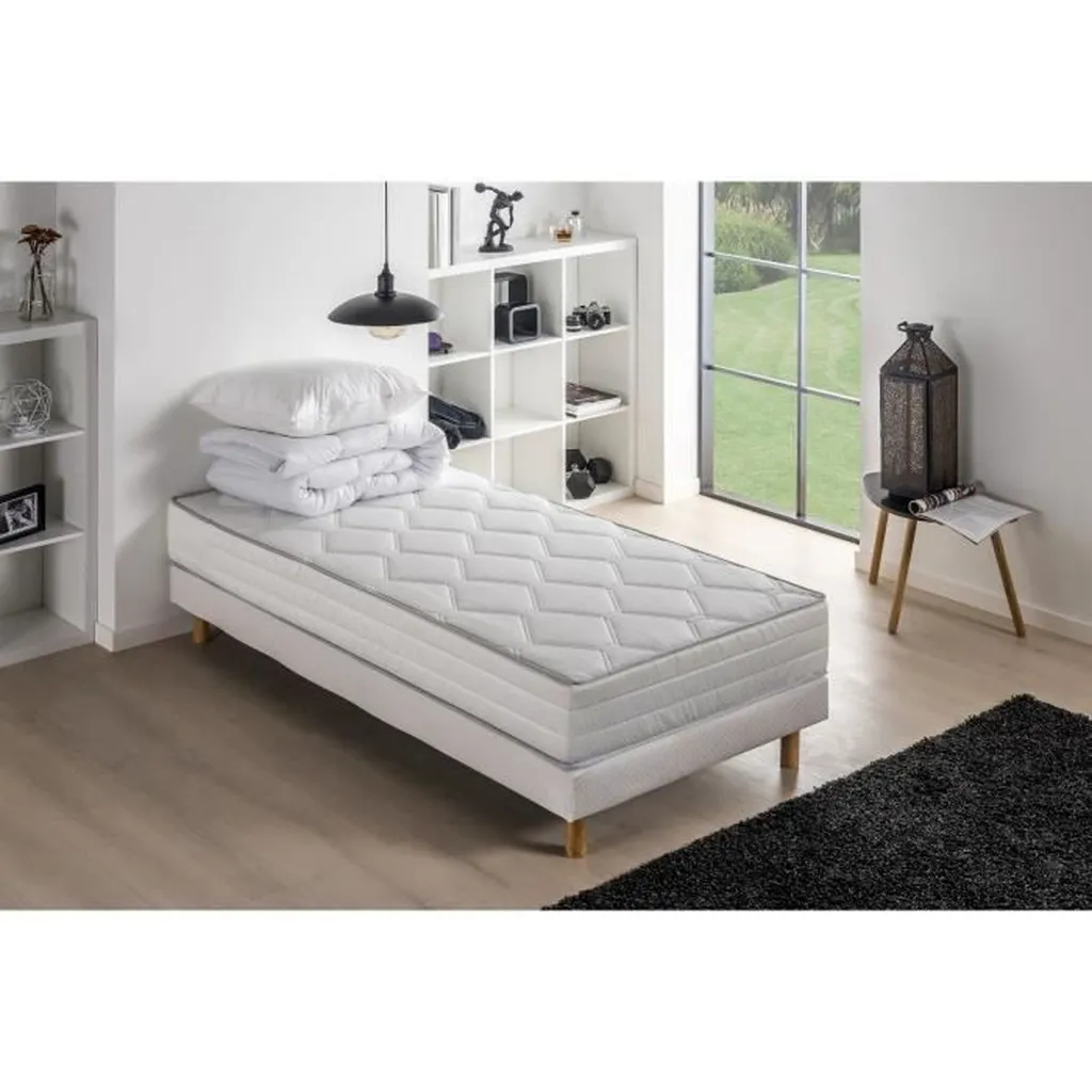 Matelas Sommier 90x190 DEKO DREAM avec Pack Accessoires Prêt à Dormir
