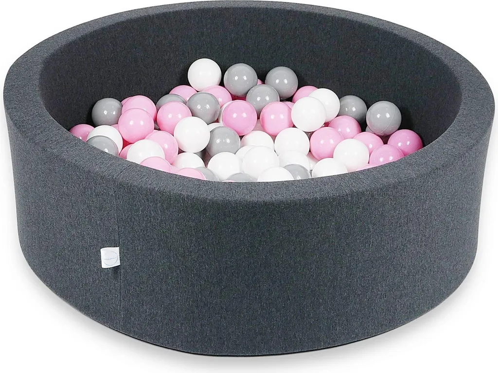 Piscine à balles graphite 90x30cm avec 200 balles rose blanc gris