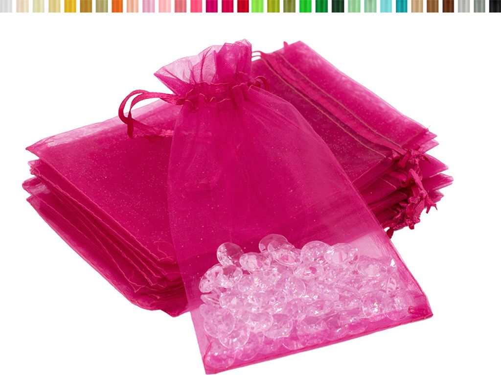 Organzasäckchen 7x9cm fuchsia pink magenta lila purpur orchidee beere