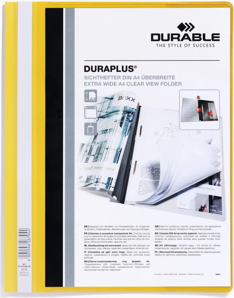 DURABLE Präsentationshefter DURAPLUS® A4+, 257904 gelb Produktbild 