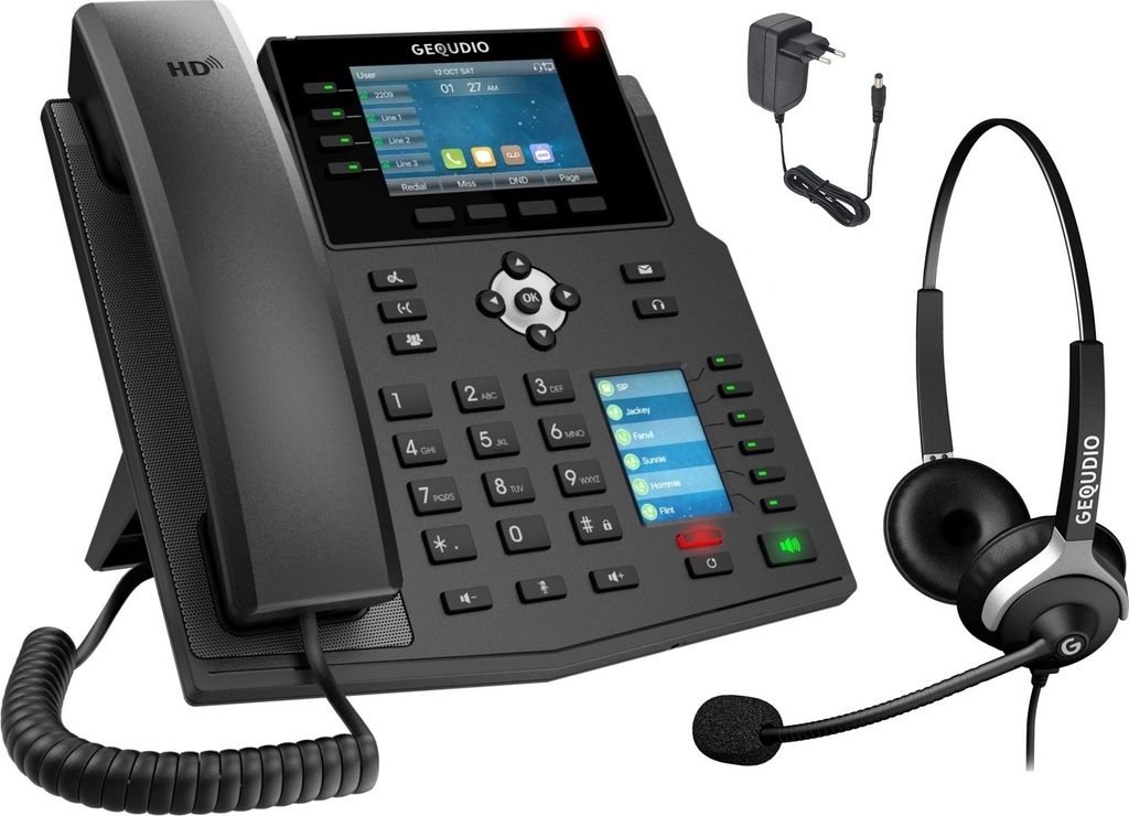 GEQUDIO GX5+ IP-Telefon Set mit Netzteil & Headset Produktbild