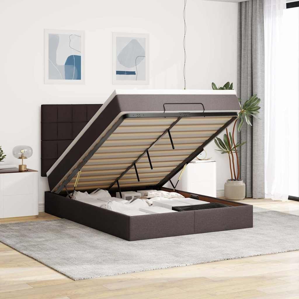 Maison Exclusive - Ottoman-Bett mit Matratze Dunkelbraun 140x190 cm Stoff