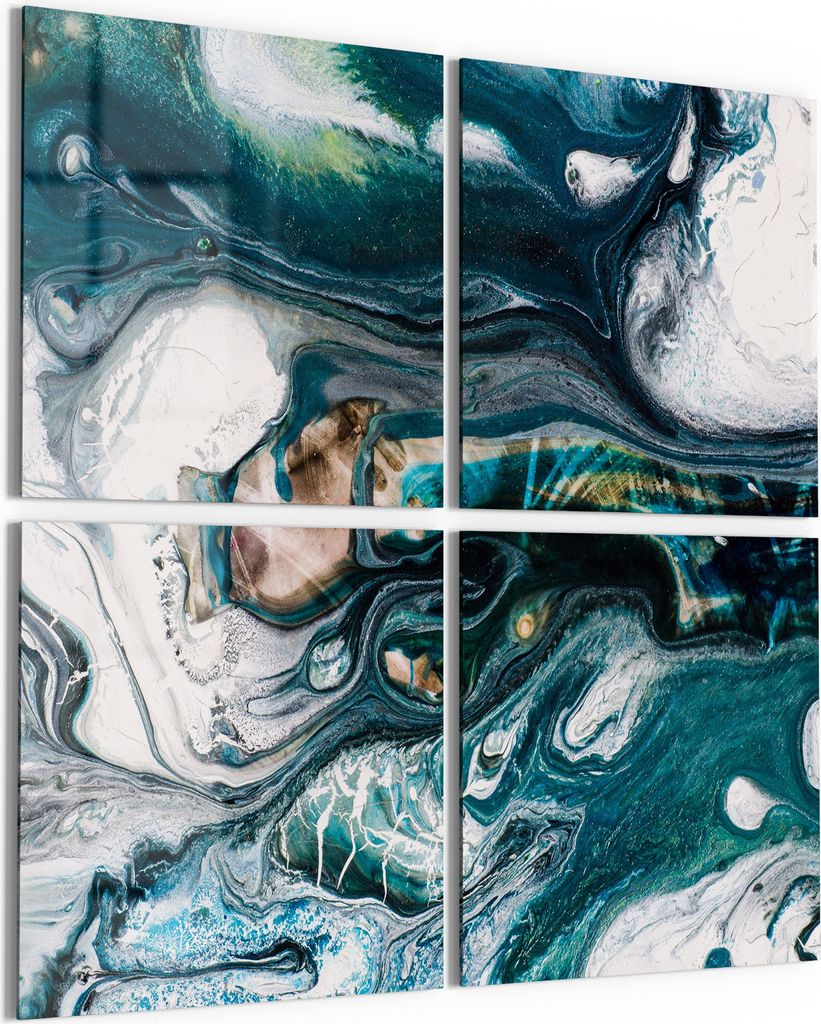 DEQORI Glasbild Echtglas 4x50x50 cm 'Flüssige Marmorkunst' Wandbilder XXL groß