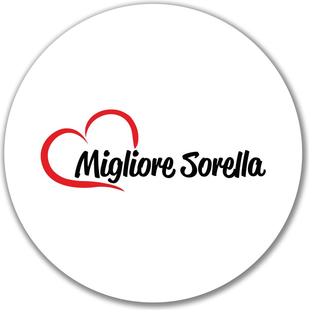 Huuraa Aufkleber Migliore Sorella Cuore 10cm rund Sticker Geschenkidee