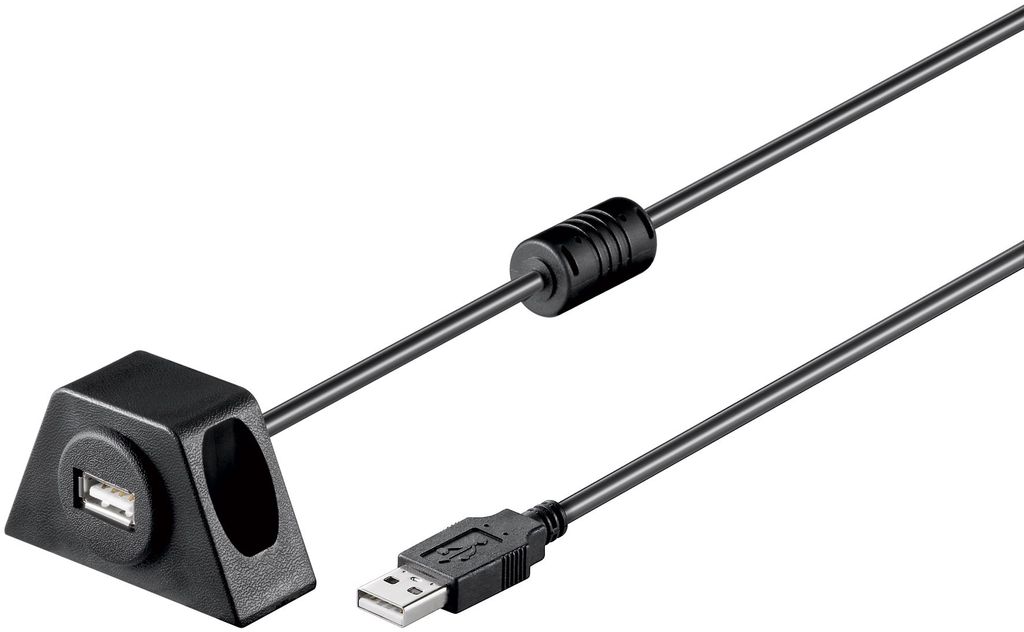 USB-A-Verlängerung mit Sicherungsclip, 0,6 m, schwarz 2,5 Produktbild 