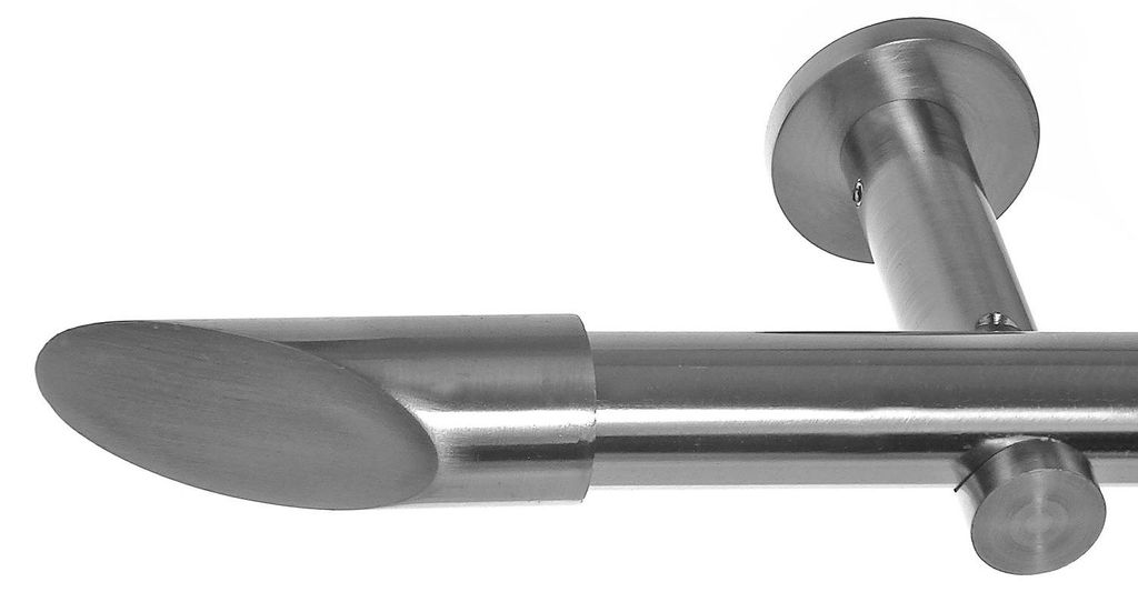 Edelstahl Look Gardinenstange 20mm Wandträger 1-läufig Produktbild 