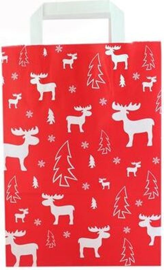 Papiertragetasche ELCH WEIß, 22 x 10 x 31 cm, 80 g/m², 25 Stück