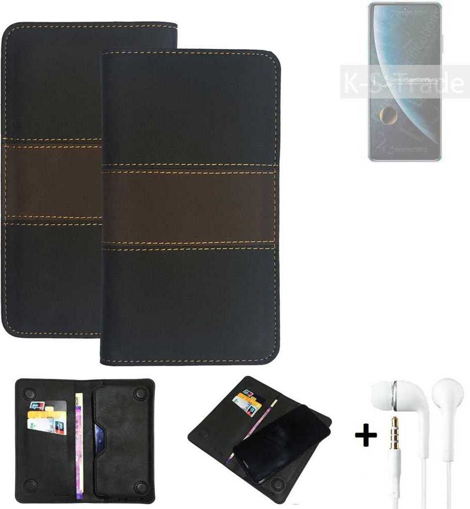 K-S-Trade Handyhülle + Kopfhörer kompatibel mit ZTE Blade V30 Schutzhülle Walletcase Bookstyle Tasche Schutz Case Hülle Wallet Cover Kunstleder