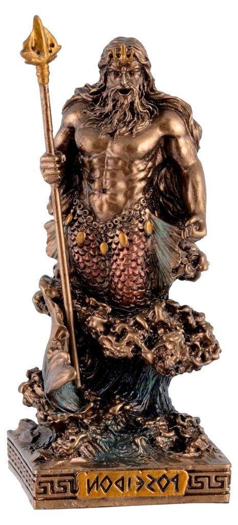 Miniatur Figur Griechischer Gott Poseidon- bronzefarben handbemalt by Veronese