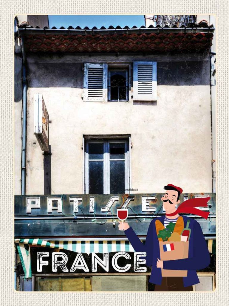 vianmo Holzschild 40x30 cm Frankreich Architektur Restaurant Deutschland