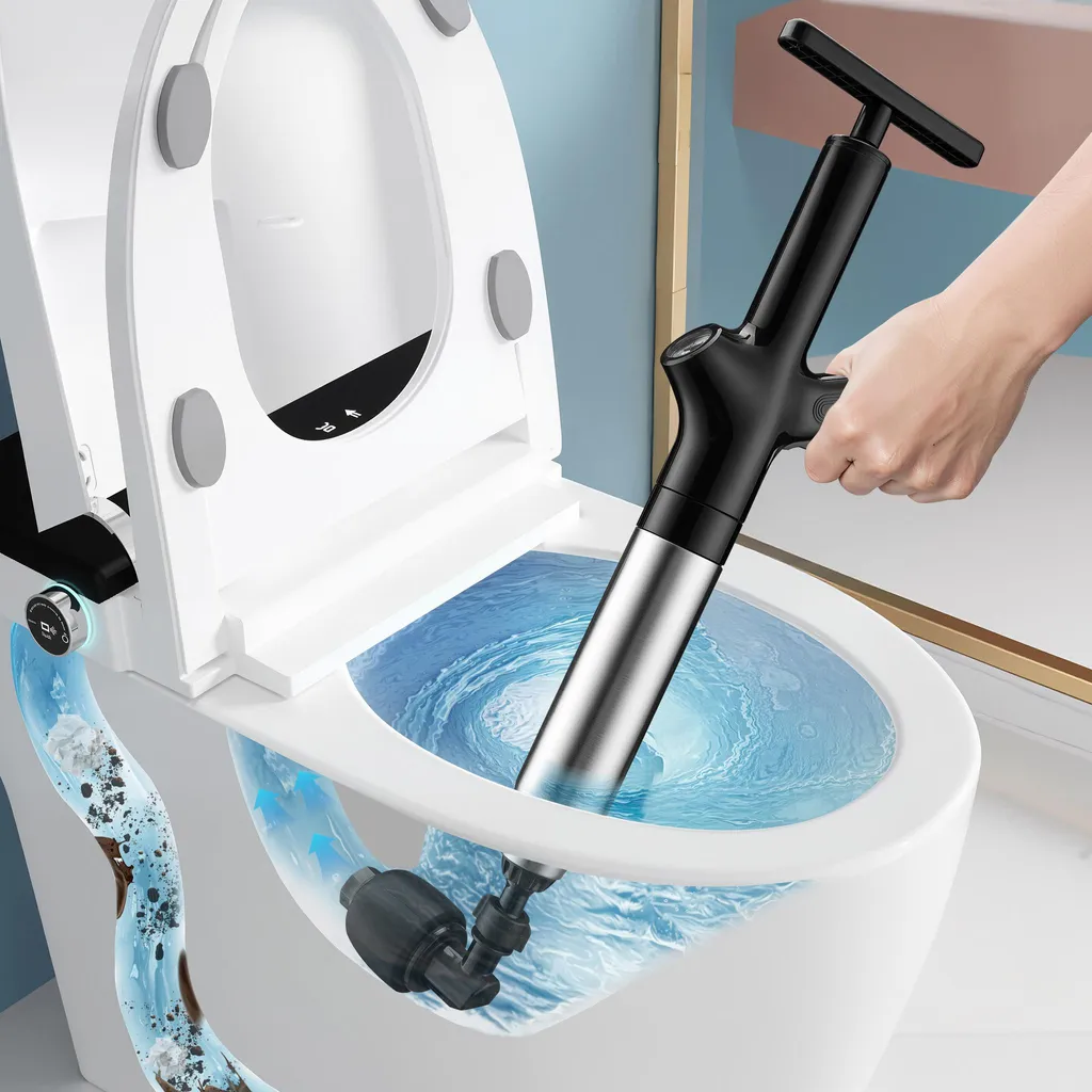 Idropulitrice ad aria compressa Wiltec con attacchi e accessori, pulizia efficiente dei tubi con aria compressa, idropulitrice in acciaio inox e TPE, idropulitrice ad alta pressione per applicazioni versatili - 2