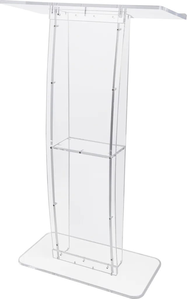 Pupitre de Conférence Transparent avec Étagère pour Église et Bureau