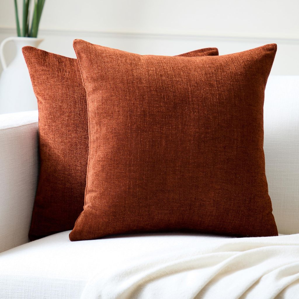 2er-Set Kissenbezüge | Rostbraun (50 x 50 cm) | Dekorative quadratische Kissenbezüge für Sofa und Couch